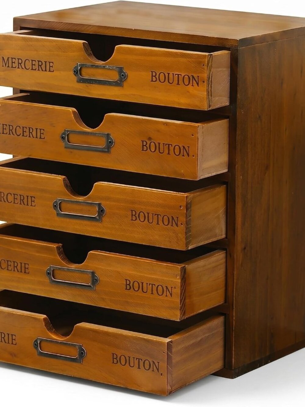 Vintage 5-Drawer Wooden Desk Organizer - Craft Storage - Rustic Shelf Drawer - H